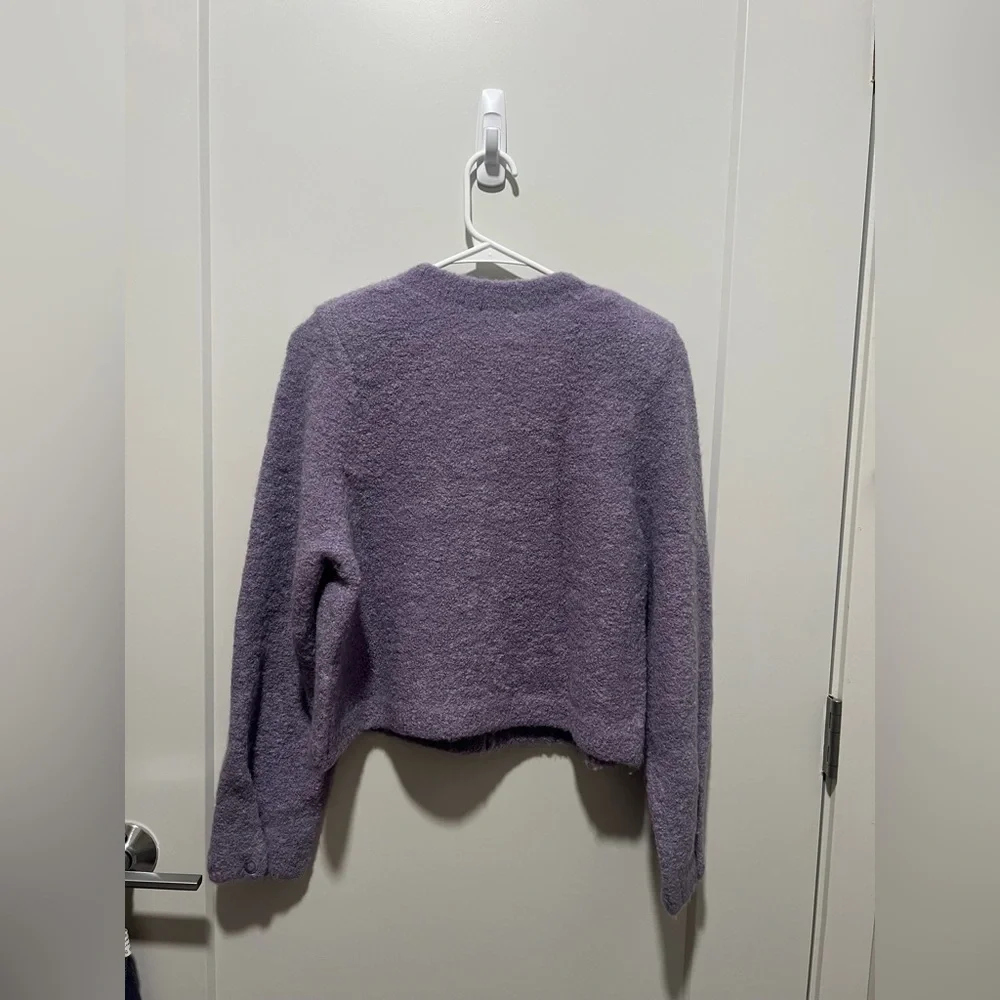 & Other Stories Lilac Cropped Button Cardigan